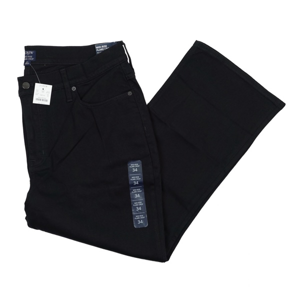New JCREW Size 34 Flare Crop Black Jeans in All-Day Stretch Black $118 BT057 - Picture 5 of 7